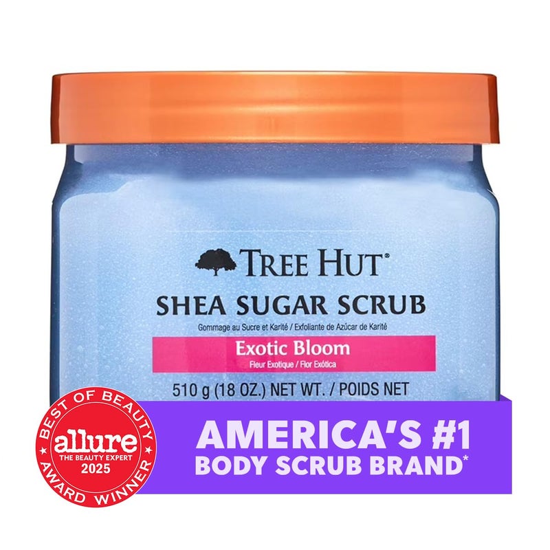Treehut Exotic Bloom Shea Sugar Scrub | Exfoliating Body Scrub Removes Dead, Dry Skin for a Soft & Hydrated Feel | Nourishing Essential Body Care | 18 fl oz. - Image 2
